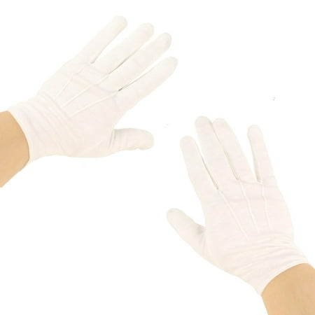 Men's Matte 100% Cotton Stretchy Wrist Plain Blank Thin Gloves White 1 Pair