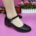 thumbnail image 2 of Elderly Low Heel Dance Shoes Black Solid Color Leather Shoes Suitable for Walking Dancing Wear, 2 of 5