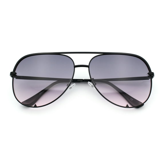 Womens Luxury Officer Tear Drop Shape Metal Rim Racer Sunglasses [Black - Black Beige]