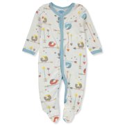 Angle View: Bon Bebe Boys' Fox Footed Coveralls - white/multi, 6 - 9 months (Newborn)