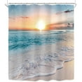 thumbnail image 6 of Beach Hawaiian Sea Sunset Shower Curtain for Bathroom Decor 72Wx72H Ocean Wave Sunrise Tropical Coastal Seaside Summer Scenery Art Printed Fabric Polyester Waterproof 12 Pack Plastic Hooks, 6 of 6