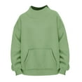 thumbnail image 3 of Oversized Sweatshirts Women Split Mock Crew Neck Plain Pullover Tops Long Sleeve Loose Casual Fall Winter Clothes (L, Mint Green|Pocket), 3 of 7