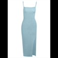thumbnail image 3 of Vestido de Punto con Espalda Descubierta para Mujer, Sexy, para Fiesta, de Verano, con Abertura Lateral. Azul M, 3 of 10