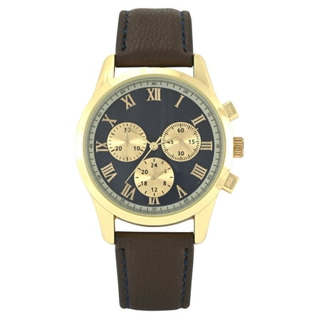 George Men's Gold Round Case with Brown Strap Watch