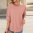 thumbnail image 2 of YUTK Tunic Sweatshirts for Women - Women's Casual Round Neck Sweatshirt Long Sleeve Shirts Fall Pullover Tops Pink L, 2 of 9