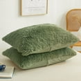 thumbnail image 4 of XeGe Plush Shaggy Duvet Cover Set, 2 Pieces Fluffy Furry Comforter Cover Set, Luxury Soft Velvet Faux Fur Bedding Set(1 Fuzzy Duvet Cover+ 1 Throw Pillow Sham), Zipper Closure (King, Sage Green), 4 of 7