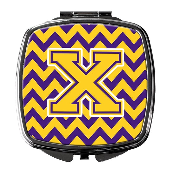 Letter X Chevron Purple and Gold Compact Mirror CJ1041-XSCM