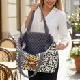 thumbnail image 3 of FOR U DESIGNS Sunflower Highland Cattle Print Tote Bag for Women, Quilted Two Tone Top Handbag with Pockets Double Sided Usable Shoulder Bag, Large Capacity Tote Handbag for Travel, 3 of 6