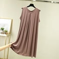 thumbnail image 2 of MIUOWANP Women's Summer Casual Tank Dress Sleeveless V-Neck T-Shirt Style, Solid Color Relaxed Pleated Dress Size XL(10)Khaki, 2 of 5