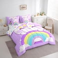 thumbnail image 3 of Manfei Cute Cat Kitten Bedding Comforter Set 7-Piece, Dreamy Cloud Rainbow King Bedding Sets, Cartoon Kawaii Animal Reversible Bed Sheets, Super Cozy Room Decor, 3 of 7
