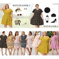 thumbnail image 3 of GRACE & GRANDEUR Women's Plus Size Mother's Day Easter Dress Flare Short Sleeves Floral Peplum Summer Midi Dress 1X White, 3 of 8