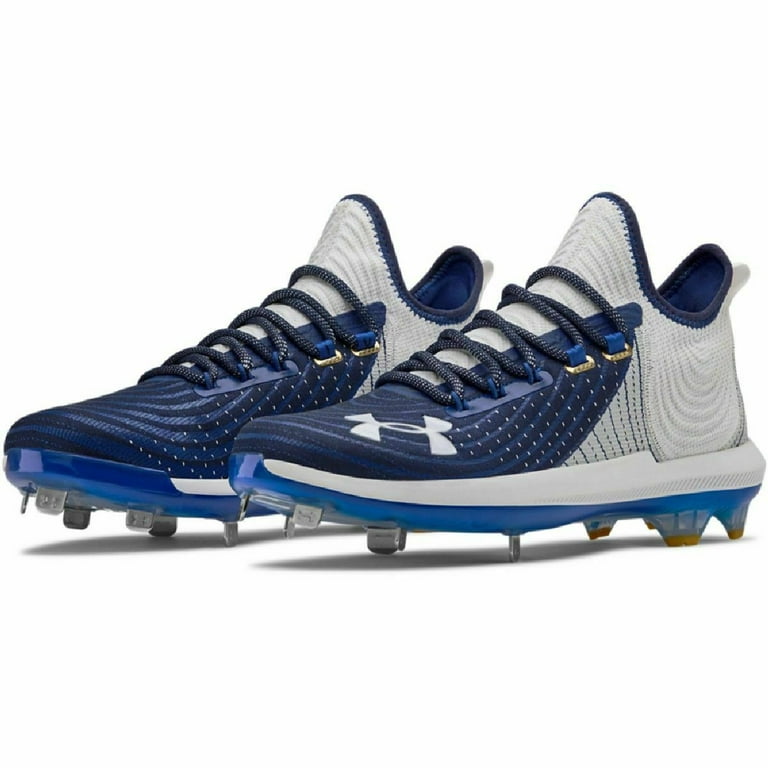 Under Armour Bryce Harper 4 Low Men's Metal Baseball Cleats, White / Royal,  13 