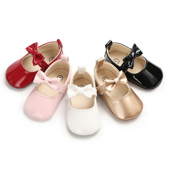 Baby Sweetie Baby Girls Mary Jane Flats Moccasinss Soft Sole Bowknot PU Leather Shoes First Walkers Non-Slip Princess Shoes