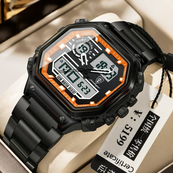 Explojoy Men's Electronic Quartz Watch – Stylish Square Dial with Multifunction Features