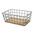 thumbnail image 2 of (2 pack) BHG Black Handcrafted Wire Basket with Wood Board Base, 2 of 13