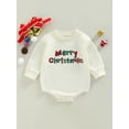 thumbnail image 2 of Sedceaty Infant Baby Christmas Jumpsuit, Cartoon Letter/Santa Claus Print Long Sleeve Round Neck Romper for Boys Girls, 2 of 9