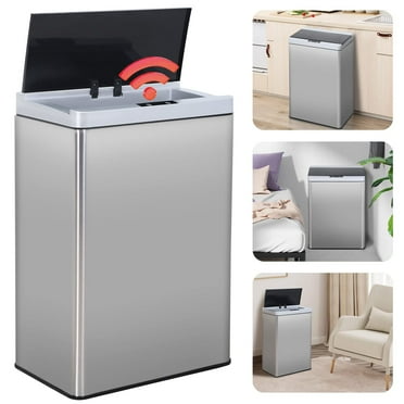NiamVelo 13 Gallon Kitchen Trash Can with Lid, Automatic Touch Free Stainless Steel Garbage Can for Home Office, Silver