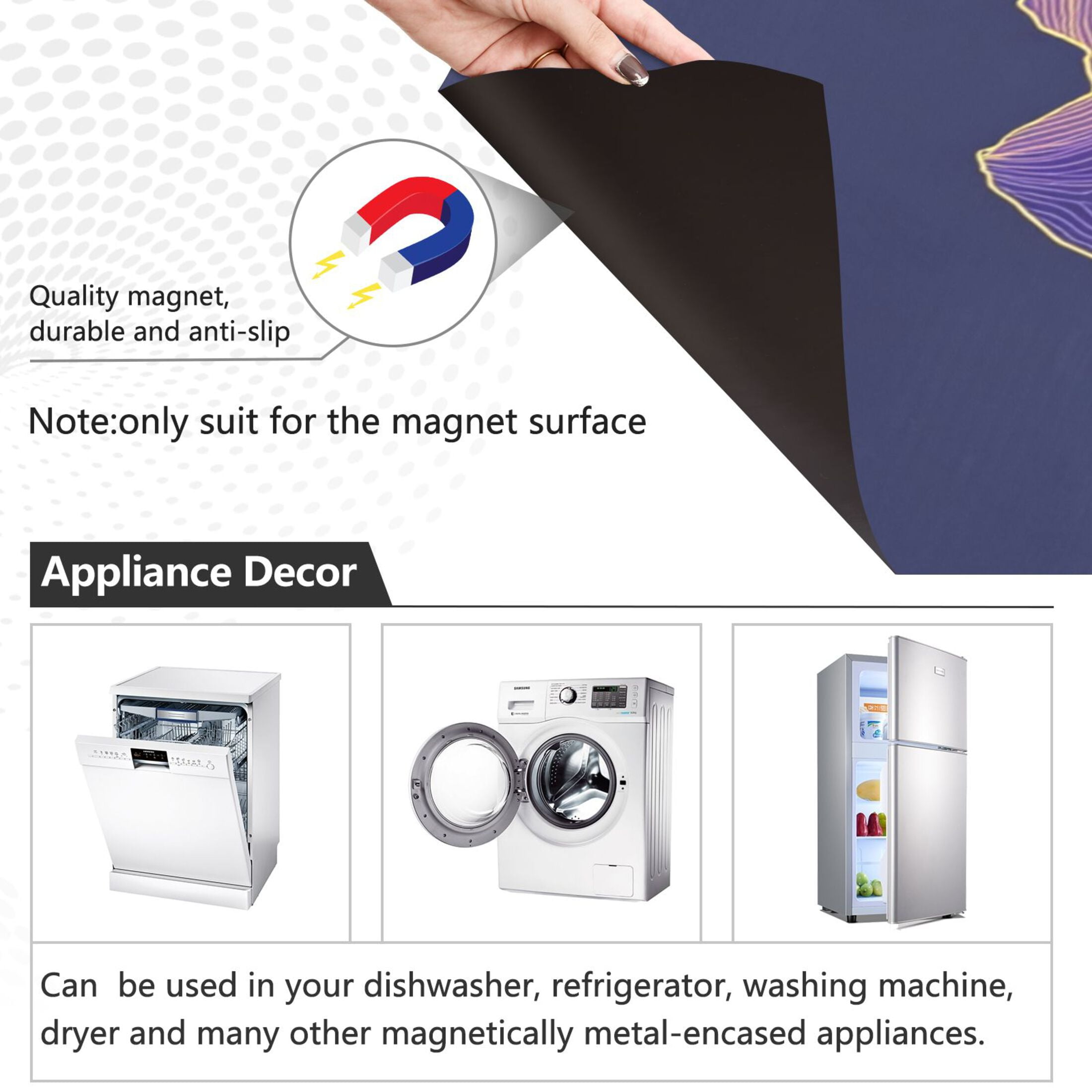 Dishwasher Magnetic Sticker 23x26 Inch Refrigerator Magnetic Sticker Washing Machine Magnetic Sticker Kitchen Panel Magnetic Sticker Home Decor Purple Line Mountain