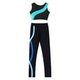 thumbnail image 3 of YiZYiF Girls 2-Piece Outfit Set Activewear Mesh Racer Back Tank Top with Leggings Lake Green&Blue 8, 3 of 7