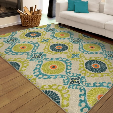 Orian Rugs Bright Colors Scroll Medallion Floating Fl Blue Area Rug