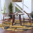 thumbnail image 3 of Abstract Brown Round Area Rug 8Ft Washable Large Circle Rugs for Living Room Dorm, Vintage Shabby Oil Painting Geometric Non-Slip Carpet Floor Mats Indoor Outdoor Carpet Runner Aesthetic Home Decor, 3 of 8