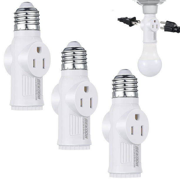 3 Prong Light Socket Adapter, E26 Light Bulb Outlet Adapter, Polarized