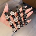 thumbnail image 3 of Satin Fabric Hair Bands, Camellia Rose Hair Clip, Rhinestone Four-Leaf Clover Hairpin Duckbill Clip, Sparkling Crystal Stone Braided Hair Clips, for Women Hair Styling, 3 of 5