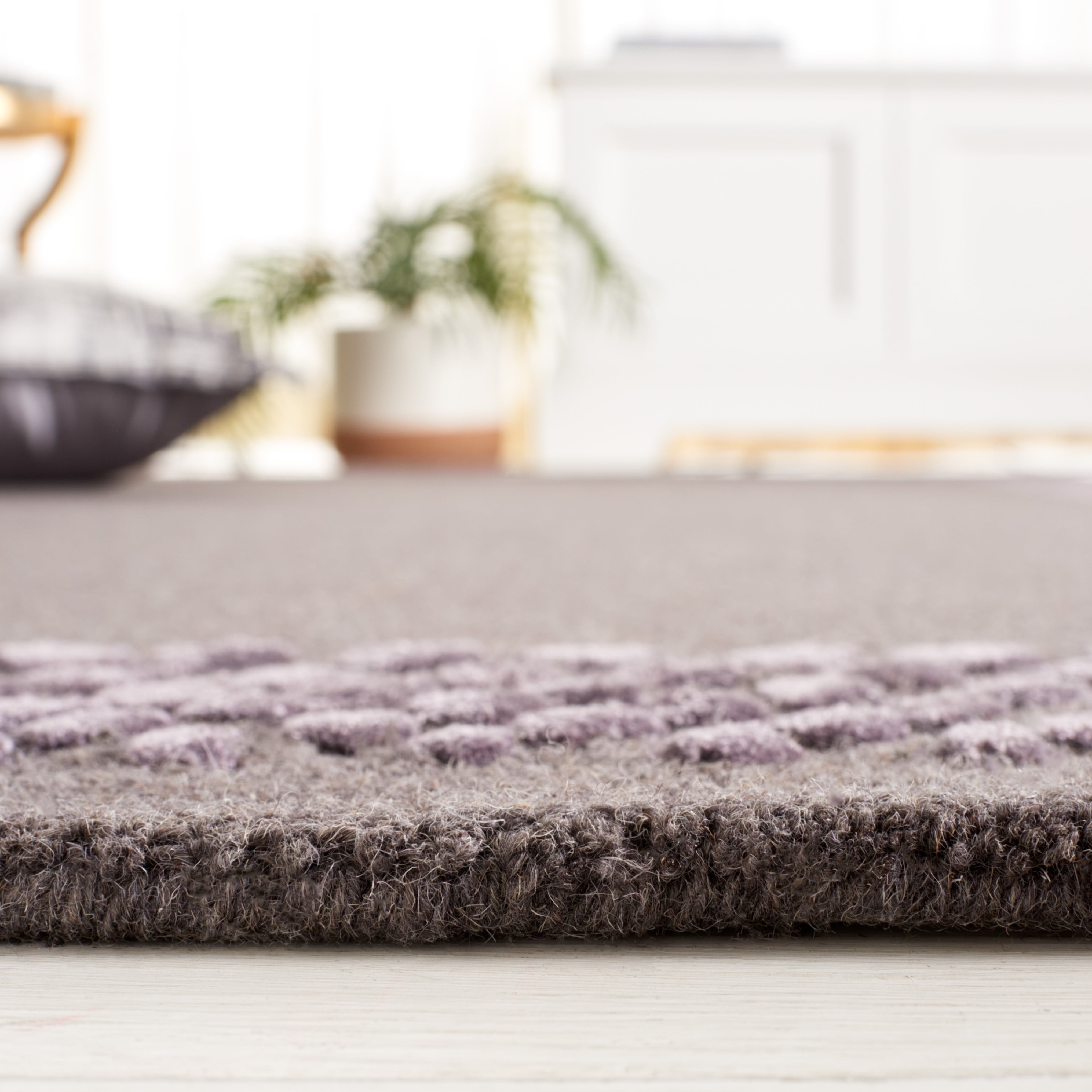 SAFAVIEH Glamour Elfrida Bordered Area Rug, Dark Grey, 5' x 8'