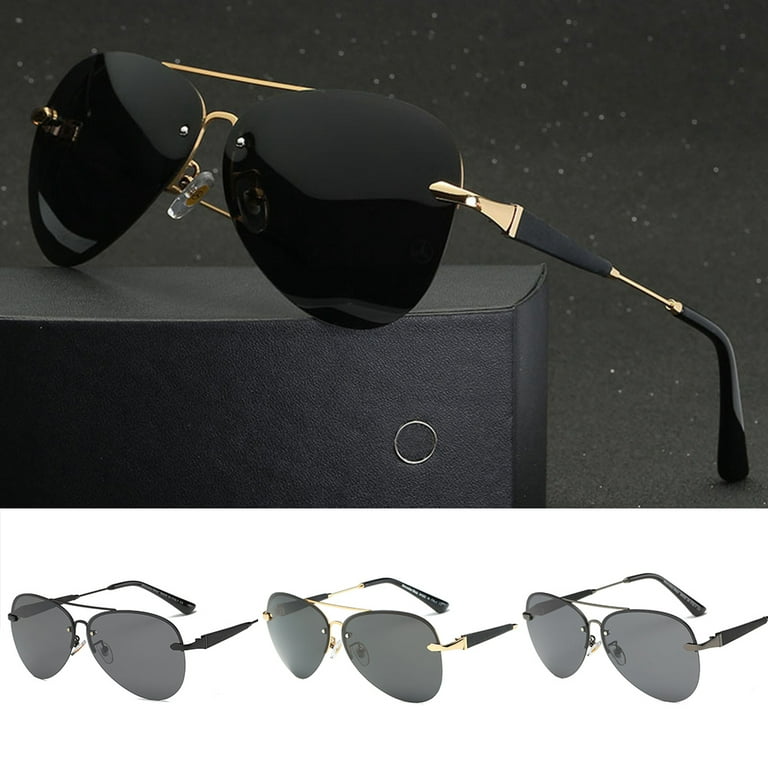 Yuqi Aviator Sunglasses for Men Polarized Lightweight Fashion Frameless Sun Protection Glasses for Driving Fishing Hiking Golf Everyday Use C3, Adult
