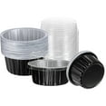 thumbnail image 1 of Uxcell 25Pcs Moldes para Hornear con Tapa 5oz Forros de Aluminio Mini Contenedores Desechables Tazas Negras, 1 of 6