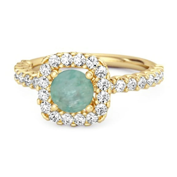 2.29 Ctw Round Natural Emerald 925 Sterling Silver Gold Vermeil Halo Women Valentines Day Gifts Ring