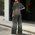 thumbnail image 4 of Cagogo Women Plus Size 2 Piece Outfit Round Neck Short Sleeve Tshirt Wide Leg Pants Casual Summer Lounge Set Gradient Boho Matching Tracksuits Travel Airport Clothes, Gray M, 4 of 7