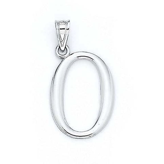 14k White Gold Initial O Pendant 1 3/8 Inch Long - 1.3 Grams