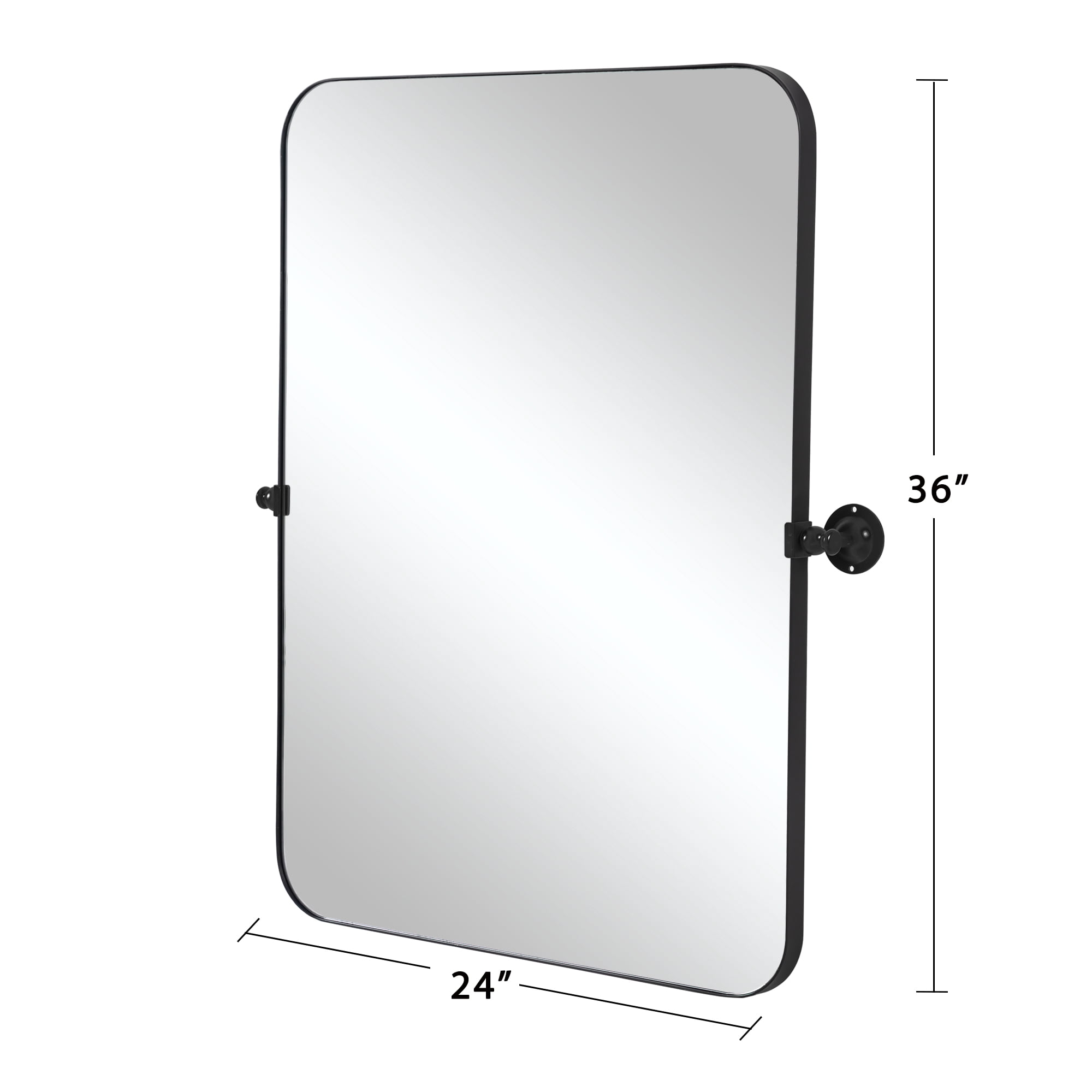 Arch Wall Mirror Arch Small Mirror Round Corner Mirror Wall Mirror 36"x24",Black,Iron
