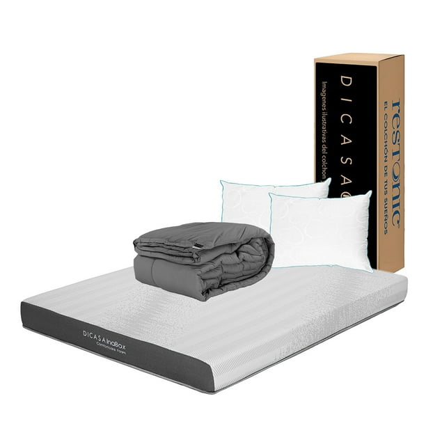 Colchón King Size Dicasa Inabox Edredón Verona 2 Almohadas de Osos