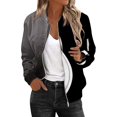 thumbnail image 3 of Bovemsi Bomber Jackets for Women Jacket 2025 Causal Zip Up Coats Long Sleeve Stand Collar Fall Lightweight Outerwear Tops Light Jackets, 3 of 6