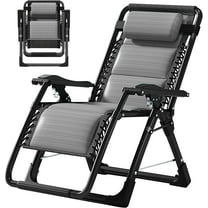 Lilypelle Ice Silk Zero Gravity Chair, Folding Portable Padded Reclining Lounge Chair with Headrest, Side Table, Supports up to 440lbs,Gray