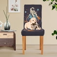 thumbnail image 4 of Yayeee 2 Pack Dining Chair Covers Stretch Parson Chairs Slipcovers Seat Protector, Black Astronaut Record, 4 of 6