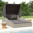 thumbnail image 4 of vidaXL Sunbed with Foldable Roof Black 78.7"x44.9"x50.4" Poly Rattan, 4 of 28