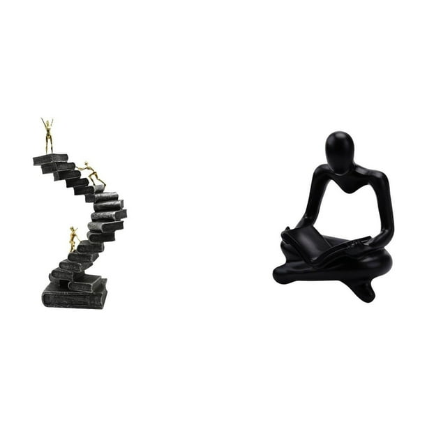 Estatua de escalera,Estatua de escalera de libros para trepar,decoración artística,Escultura de escaleras de libros Figura de pensador abstracto,Figura del pensador abstracto,Estatua de