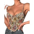 thumbnail image 2 of Caoirhny Women Vest Tops, Sleeveless V Neck Floral Print Retro Irregular Hem Casual Party Street Fall Spring Summer Sling Vest, 2 of 7