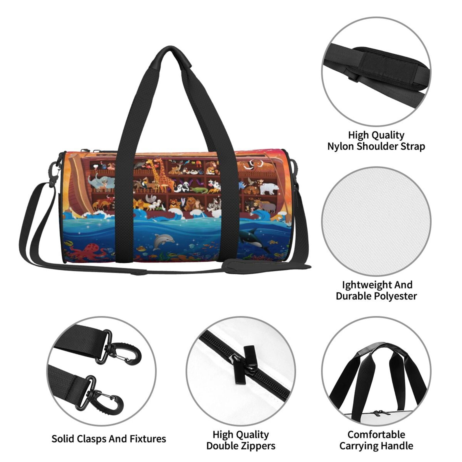 Vsdgher Animals On Noah's Ark2 45L Foldable Duffel Bag, Sports Gym Bag,Overnight Bag, Portable Weekender Bag for Airplanes