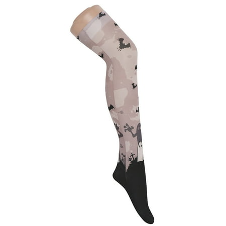 

Tights Women Womens Tights Women Girls Halloween Bat Castle Print Knee Party Socks Stockings Silk Stockings White