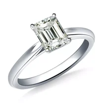 2Ct Emerald Cut Lab Created Diamond Women's Solitaire Engagement Ring 14k White Gold Plated
