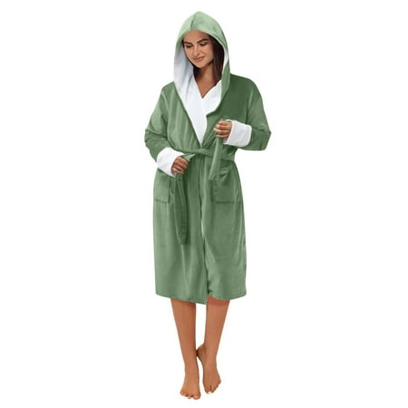 

Winter Coats for Women Women Winter Plush Lengthened Shawl Bathrobe Home Clothes Long Sleeved Robe Coat Coats for Women Polyester Mint Green 2Xl