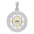 thumbnail image 4 of FJC Finejewelers 925 Silver and 14k Yellow Gold Accents Small Compass with Needle Charm 25 x 17 mm, 4 of 6