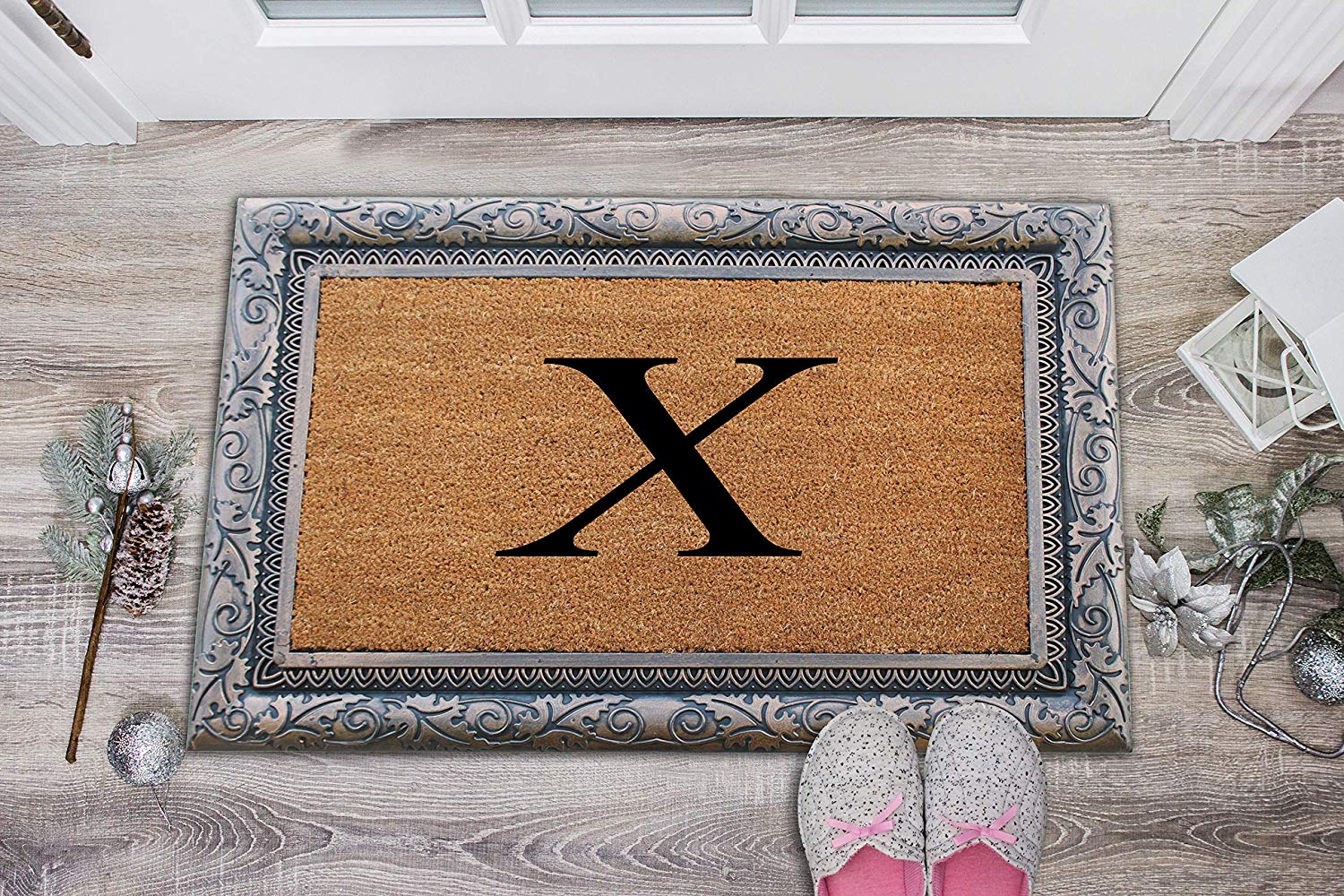 A1HC First Impression Rubber and Coir Albena 24" X 36" Bronze Finished Heavy Duty Monogrammed Doormat
