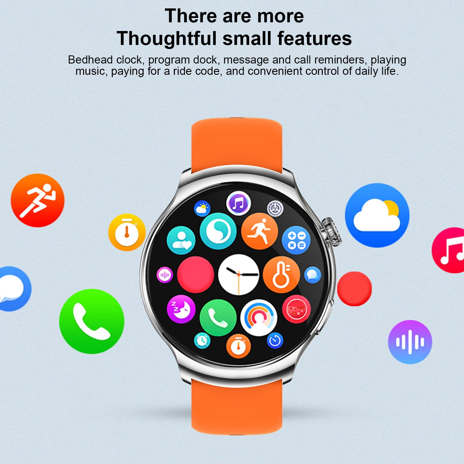 Jubipavy Smart Wearable Watch Multifunction HD Round Screen Wireless Magnetic Charging Custom Dial Motion Record IP68 Watertightness Bluetooth Music Playback Function