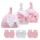 thumbnail image 5 of Baby Beanie Hat Gloves Socks Set Bowknot Hat For Boys Girl 0-3m Breathable Infant Cotton Skull Caps Anti-scratch Mittens, 5 of 5