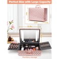 thumbnail image 2 of Travel Makeup Case with LED Mirror, Hard Shell Travel Makeup Bag With 3 Color LED Mirror, Portable Makeup Organizer With Dividers, Vanity Case For Cosmetics, 2 of 9